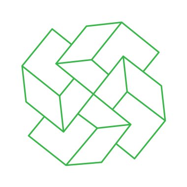 İllüzyon şekilleri. Üç boyutlu geometri. Optik illüzyon figürleri. Kutsal geometri nesneleri. Logo. 