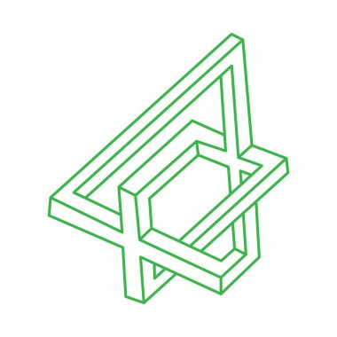 İmkansız şekiller. Optik yanılsama. Kutsal geometri figürleri. Soyut sonsuz geometrik nesneler. İmkansız sonsuz özet. Optik sanat. Beyaz arkaplanda imkansız geometri şekli.