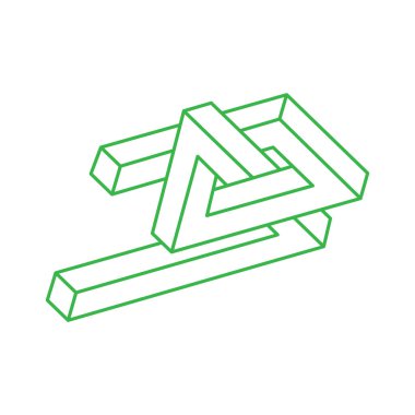 Optik illüzyon logosu. İmkansız vektörü şekillendirir. Optik sanat objeleri. Geometrik şekiller. 