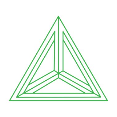 İmkansız şekiller, optik illüzyon üçgeni, vektör logosu. Optik sanat objeleri. Geometrik şekil. 