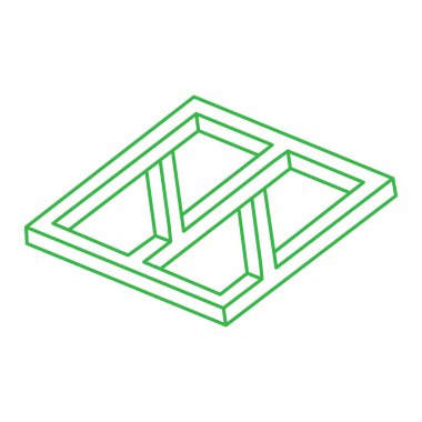 Optik yanılsama. İmkansız şekil vektörü. Logo. Optik sanat objeleri. Geometrik şekil. Escher paradoksu. 