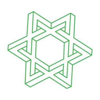 İllüzyon şekilleri. Üç boyutlu geometri. Optik illüzyon figürü. Logo. Kutsal geometri. 