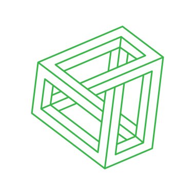 Escher paradoksu geometrisi. Optik yanılsama objeleri. Kutsal geometrik figürler. Optik sanat. İmkansız şekiller. 