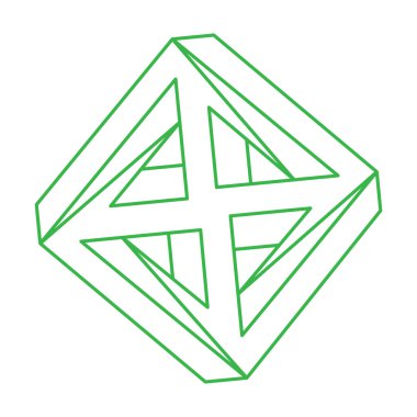 İllüzyon şekli. Üç boyutlu geometri. Optik illüzyon figürleri. Kutsal geometri nesneleri. Logo. 