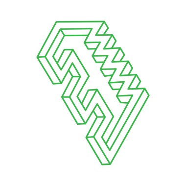 İllüzyon şekilleri. Üç boyutlu geometri. Optik illüzyon figürleri. Kutsal geometri. Logo.