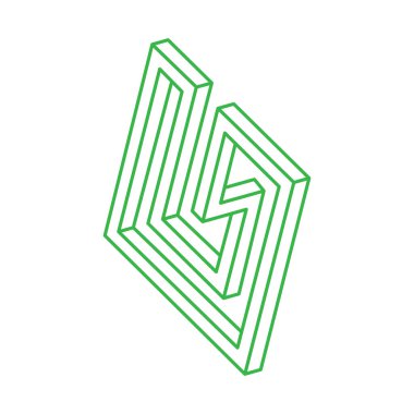 Logo. İllüzyon şekilleri. Üç boyutlu geometri. Optik illüzyon figürleri. Kutsal geometri nesneleri. 