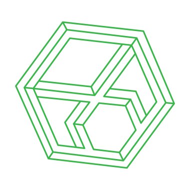 Optik yanılsama. İmkansız vektörü şekillendirir. Logo. Optik sanat objeleri. Geometrik şekiller. Escher paradoksu. 