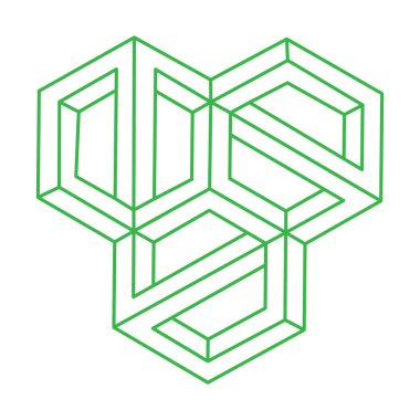 İmkansız şekiller. Kutsal geometri figürü. Optik yanılsama. Soyut sonsuz geometrik nesneler. İmkansız sonsuz özet. Optik sanat. Beyaz arka planda imkansız geometri şekli. Escher tarzı.