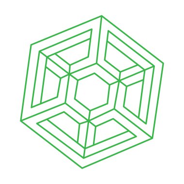 İmkansız şekiller. Logo. Kutsal geometri figürleri. Optik yanılsama. Soyut sonsuz geometrik nesneler. İmkansız sonsuz özet. Optik sanat. Beyaz arkaplanda imkansız geometri şekli.