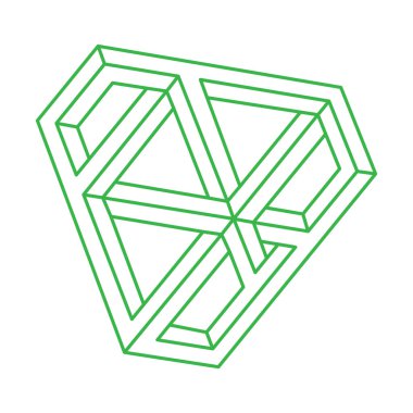 İmkânsız optik illüzyon şekilleri. Optik sanat objesi. Logo. İmkansız rakamlar. Gerçekdışı geometrik nesneler. 