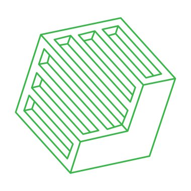 İmkansız şekiller. Kutsal geometri. Optik yanılsama. Soyut sonsuz geometrik nesne. İmkansız sonsuz ana hatlı altıgen. Beyaz arka planda imkansız geometri nesnesi. Optik sanat.