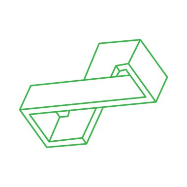 Logo. İmkansız şekiller, optik yanılsama, vektör. Optik sanat objeleri. Geometrik şekiller. Satır sanatı. 