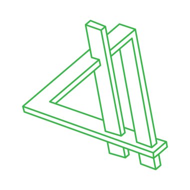 İmkansız şekiller. Optik yanılsama. Kutsal geometri figürleri. Soyut sonsuz geometrik nesneler. Logo. İmkansız sonsuz özet. Optik sanat. Beyaz arkaplanda imkansız geometri şekli. 