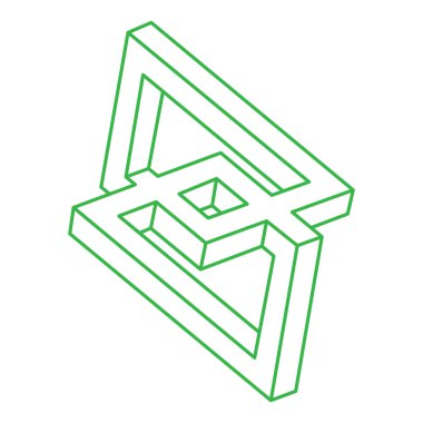 İllüzyon şekilleri. Üç boyutlu geometri. Optik illüzyon figürleri. Kutsal geometri nesneleri. Logo. İşlem sanatı. 