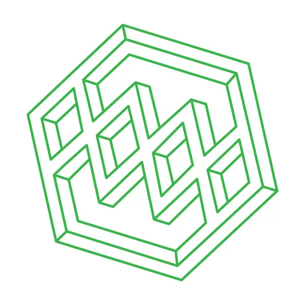 İmkânsız optik illüzyon şekli. Optik sanat objeleri. İmkansız rakamlar. Kutsal geometri. Logo. 