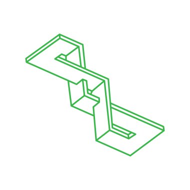 İmkansız şekiller, optik illüzyon logosu, vektör. Optik sanat objeleri. Geometrik şekiller. 