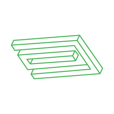 İmkansız bir şekil. Logo. Kutsal geometri figürü. Optik yanılsama. Soyut sonsuz geometrik nesne. İmkansız sonsuz özet. Optik sanat. Beyaz arkaplanda imkansız geometri şekli.