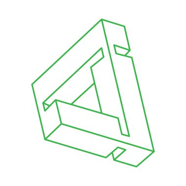 İmkansız şekiller, optik yanılsama, vektör. Optik sanat objesi. Geometrik şekiller. 