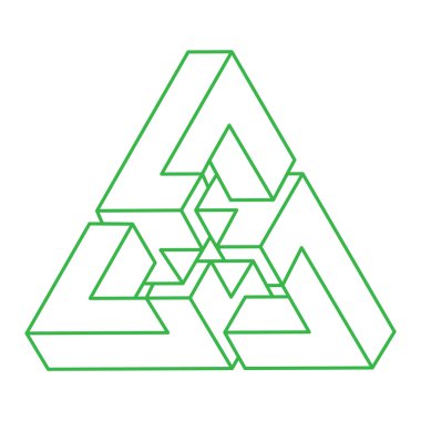 Logo. İmkansız şekiller, optik yanılsama, vektör. Optik sanat objeleri. Geometrik şekiller. Satır sanatı. 