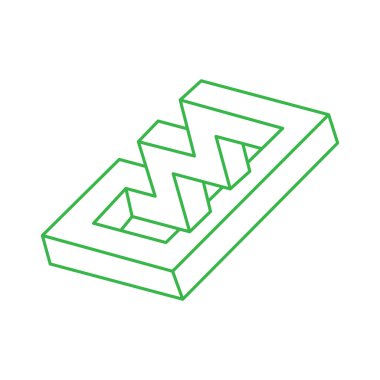 İllüzyon şekilleri. 3 boyutlu geometri logosu. Optik illüzyon figürü. Kutsal geometri. 