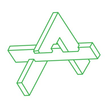 İllüzyon şekli. 3 boyutlu geometri objesi. Logo. Optik illüzyon figürü. Kutsal geometri. Optik sanat. 