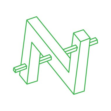 İmkansız şekil, optik illüzyon, vektör. Optik sanat objesi. Logo. Geometrik şekil. 