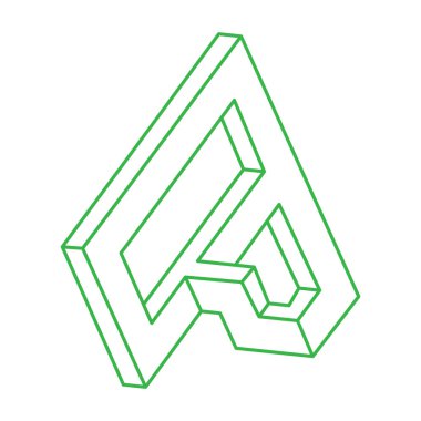 İmkansız şekiller. Optik yanılsama. Kutsal geometri figürleri. Soyut sonsuz geometrik nesneler. İmkansız sonsuz özet. Optik sanat. Beyaz arka planda imkansız geometri şekli. Logo.