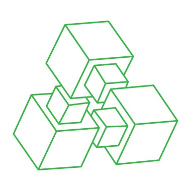 İllüzyon şekilleri. Üç boyutlu geometri objeleri. Optik illüzyon figürü. Kutsal geometri. Logo 