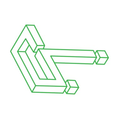 İmkânsız optik illüzyon şekilleri. Op sanat objeleri. Kutsal geometri logosu. İmkansız rakamlar. Satır sanatı. 