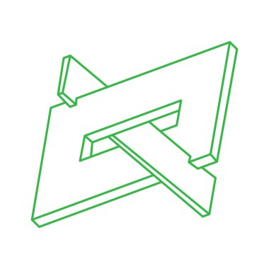 İmkânsız optik illüzyon şekilleri. Optik sanat objesi. İmkansız rakamlar. Çizgi çalışması. Logo. 