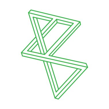 Escher paradoksu geometrisi. Optik illüzyon objesi. Kutsal geometrik figürler. Optik sanat logosu. İmkansız şekiller. 