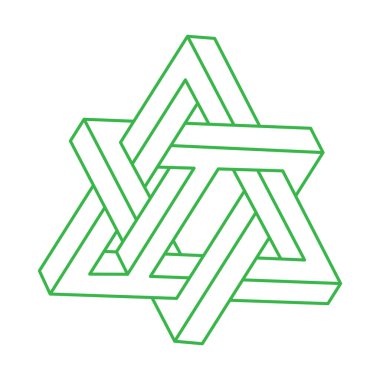 İmkânsız optik illüzyon şekilleri. Optik sanat objeleri. İmkansız rakamlar. Escher tarzı. Geometri logosu. 