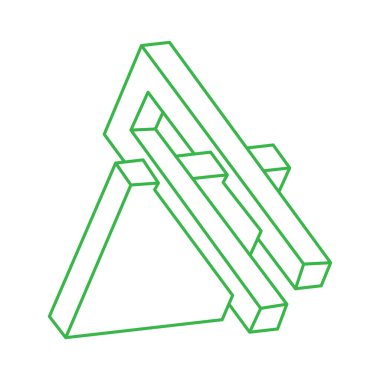 İmkansız şekiller. Logo. Kutsal geometri figürleri. Optik yanılsama. Soyut sonsuz geometrik nesneler. İmkansız sonsuz özet. Optik sanat. Beyaz arkaplanda imkansız geometri şekli.