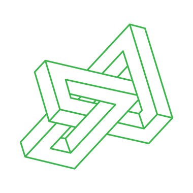 İmkansız şekiller, optik yanılsama modern logo, vektör. Optik sanat objesi. Geometrik şekiller. 