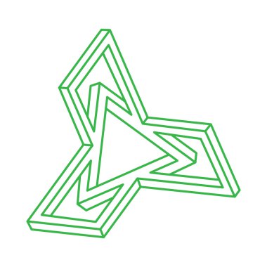 Optik yanılsama. İmkansız şekiller. Kutsal geometri figürü. Soyut sonsuz geometrik nesne. İmkansız sonsuz ana hat logosu. Optik sanat. Beyaz arkaplanda imkansız geometri şekli.