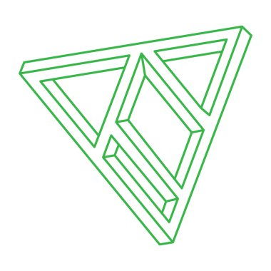 Optik illüzyon logosu. İmkansız vektörü şekillendirir. Optik sanat objeleri. Geometrik şekiller. 