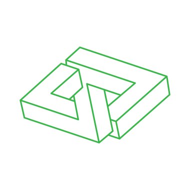 İllüzyon şekilleri. Üç boyutlu geometri. Optik illüzyon figürleri. Kutsal geometri logosu. 