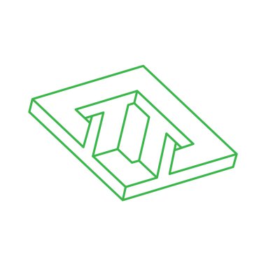 İmkânsız optik illüzyon şekilleri. Optik sanat objeleri. İmkansız rakamlar. Geometri logosu. 