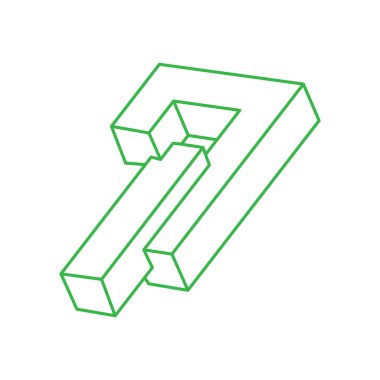 İmkansız nesneler. Logo. Optik illüzyon figürü. 3 boyutlu illüstrasyon. Geometrik şekiller. 