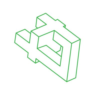 Optik illüzyon logosu. İmkansız vektörü şekillendirir. Optik sanat objeleri. Geometrik şekiller. 