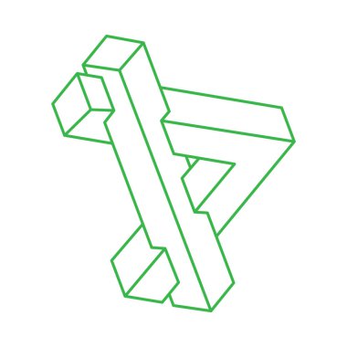 İmkânsız optik illüzyon şekilleri. Logo. Optik sanat objeleri. İmkansız rakamlar. Çizgi çalışması. Gerçekdışı geometrik nesne. 