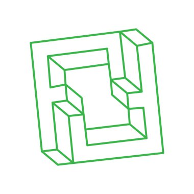 İmkânsız optik illüzyon şekilleri. Optik sanat objeleri. İmkansız rakamlar. Kutsal geometri logosu. 