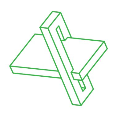 İmkansız şekiller. Kutsal geometri figürü. Optik yanılsama. Soyut sonsuz geometrik nesneler. İmkansız sonsuz ana hat logosu. Beyaz arka planda imkansız geometri nesnesi. Optik sanat.