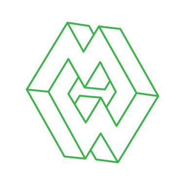 İllüzyon şekilleri. 3 boyutlu geometri logosu. Optik illüzyon figürleri. Kutsal geometri nesneleri. 