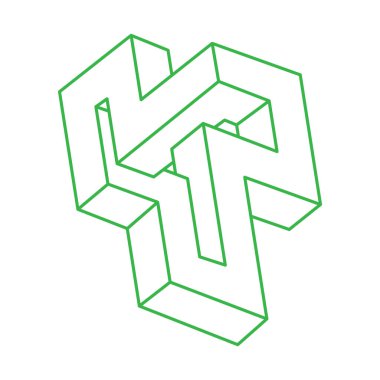 Logo. İmkânsız optik illüzyon şekilleri. Optik sanat objesi. İmkansız rakamlar. Escher tarzı. Geometri. 