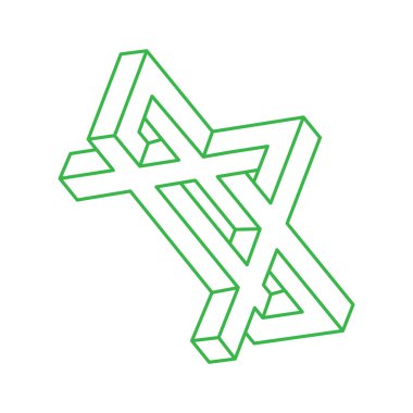 İllüzyon şekilleri. Üç boyutlu geometri. Optik illüzyon figürü. Kutsal geometri nesneleri. Logo. 