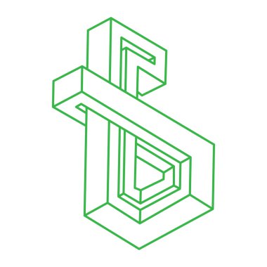 İmkansız nesneler. Optik illüzyon şekilleri. 3 boyutlu illüstrasyon. Logo. Geometrik şekiller. 