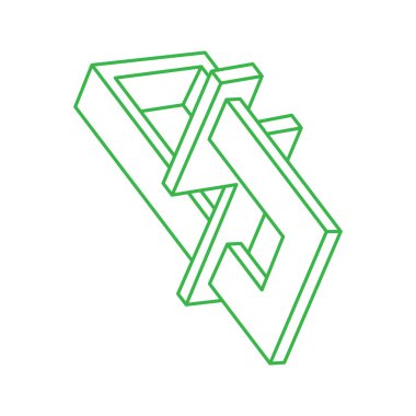 Logo. İmkansız şekiller, optik yanılsama, vektör. Optik sanat objeleri. Geometrik şekiller. Satır sanatı. 