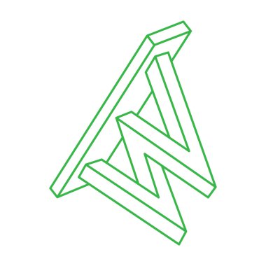 İmkânsız optik illüzyon şekilleri. Logo. Optik sanat objeleri. İmkansız rakamlar. Çizgi çalışması. Gerçekdışı geometrik nesne. 