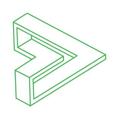 İmkânsız optik illüzyon şekilleri. Optik sanat objeleri. İmkansız rakamlar. Geometri logosu. 